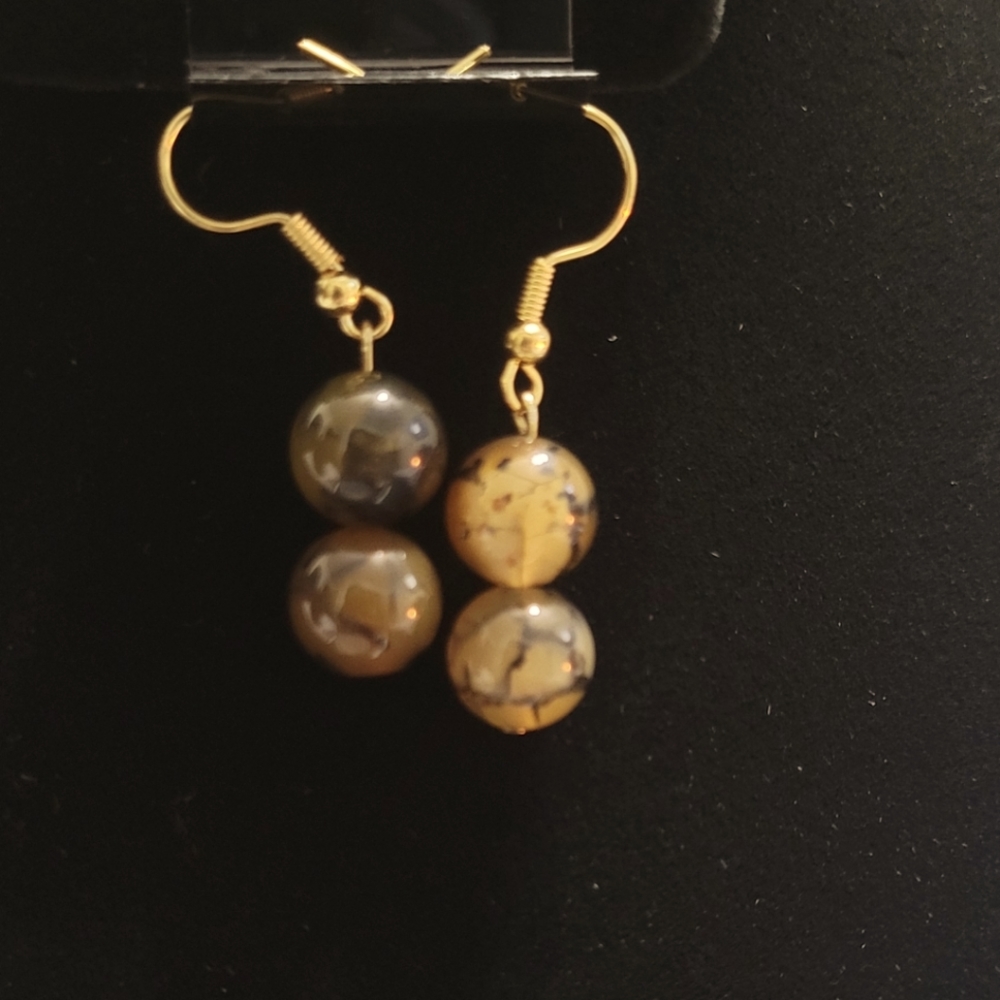 Dragon Vein Agate Crystal Earrings